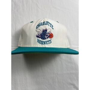 Charlotte Hornets Vintage Logo Snapback Hat | White & Teal NBA Cap